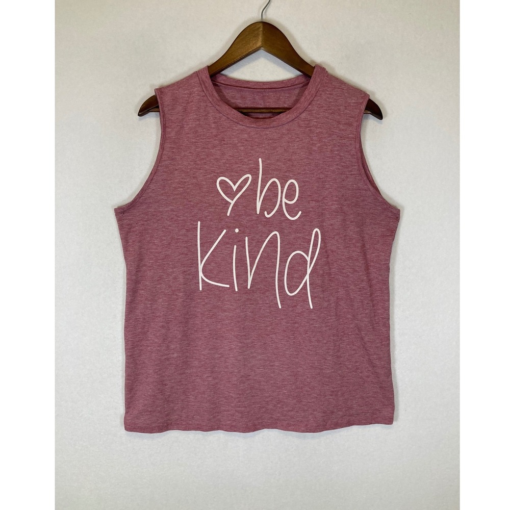 Inspirational Be Kind Unbranded Women XL‎ Pink Heathered Muscle Tank Top Graphic